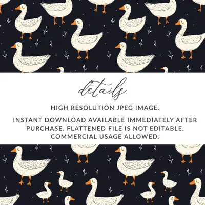 Goose Pattern Digital Paper, Cute Animal Print, Farmhouse Style Design, Seamless Surface Pattern, JPEG Files, for Fabric, Crafts - Moore and Mountain