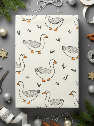 Goose Pattern Digital Paper, Seamless Duck Pattern for Fabric, Farm Animal Print, 2 JPEG Scales, Scrapbooking, Commercial Use - Moore and Mountain