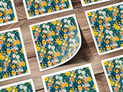 Gouache Seamless Abstract Floral on Dark Background Digital Pattern - Moore and Mountain