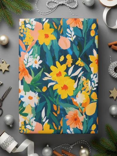 Gouache Seamless Abstract Floral on Dark Background Digital Pattern - Moore and Mountain