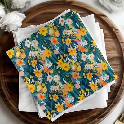 Gouache Seamless Abstract Floral on Dark Background Digital Pattern - Moore and Mountain