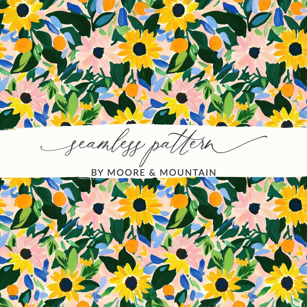 Colorful Floral and Leaf Seamless Pattern Design