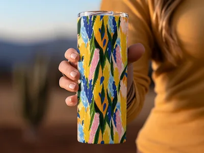 Colorful Hand-Painted Floral Design Insulated Tumbler