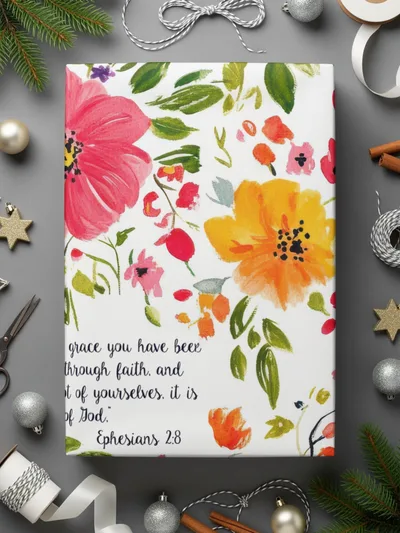Grace Through Faith Floral Pattern Art | Inspirational Digital Download | Christian Wall Decor | Artistic Faith Design | Printable Home Decor - Moore and Mountain