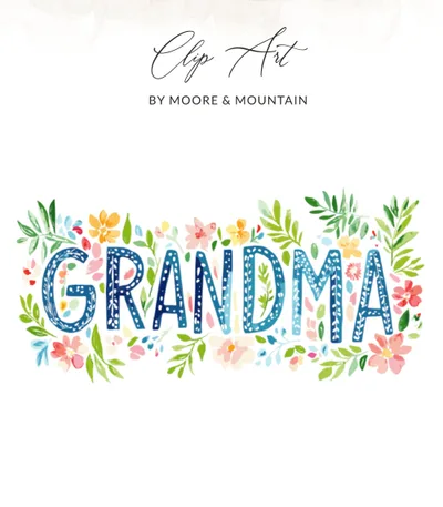 Grandma Watercolor Floral Digital Print, Mother's Day Gift for Grandmother, New Nana Gift, Printable Wall Art