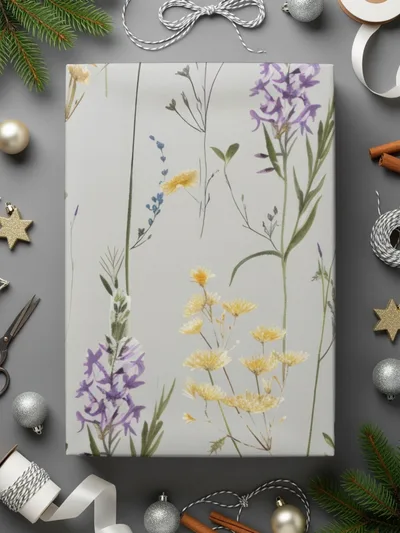 Gray and Purple Boho Neutral Floral Watercolor Pattern - Moore and Mountain
