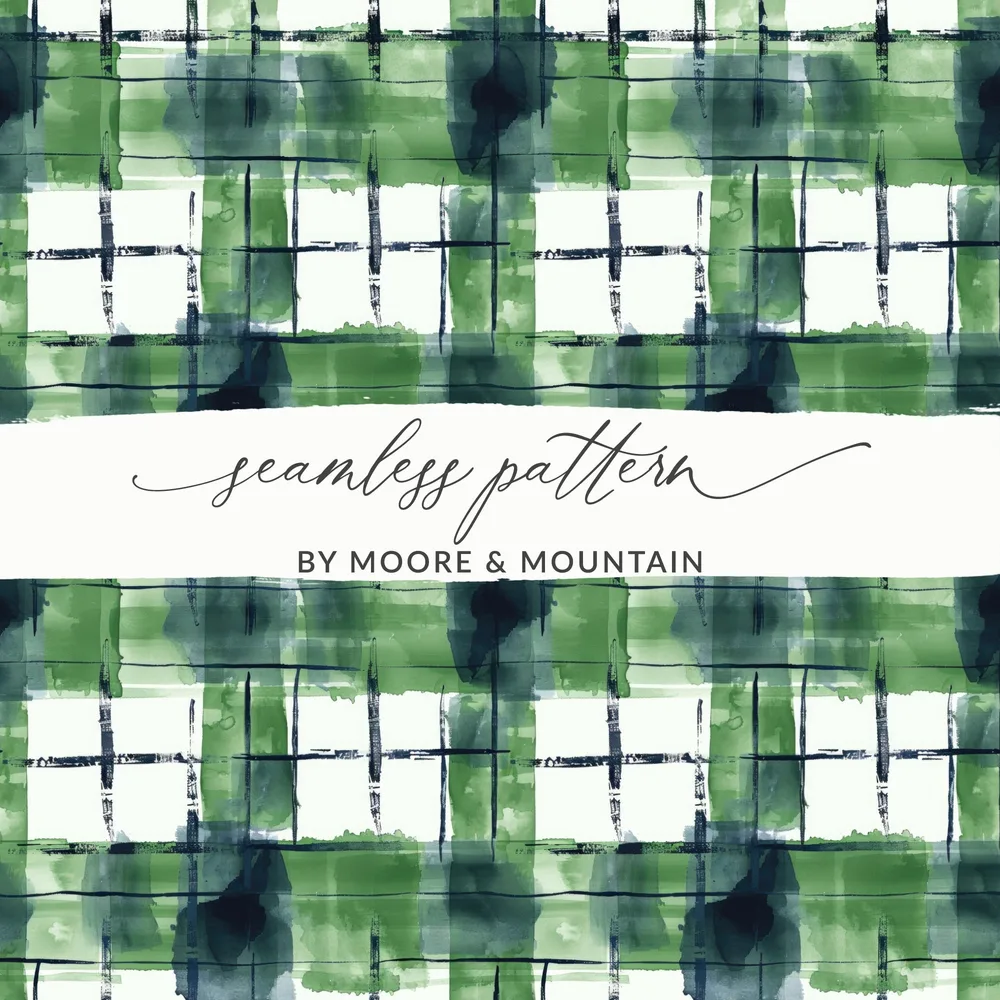 Green and Blue Plaid Seamless Pattern Design Template