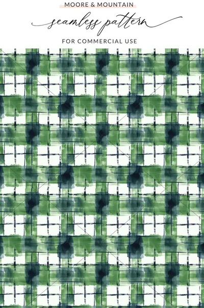 Green and Blue Plaid Seamless Pattern for Commercial Use