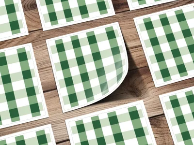 Green Checkered Pattern Sticker Sheet Set