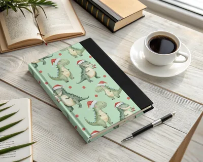 Green Dinosaurs With Red Santa Hat Pattern for Christmas Digital - Moore and Mountain