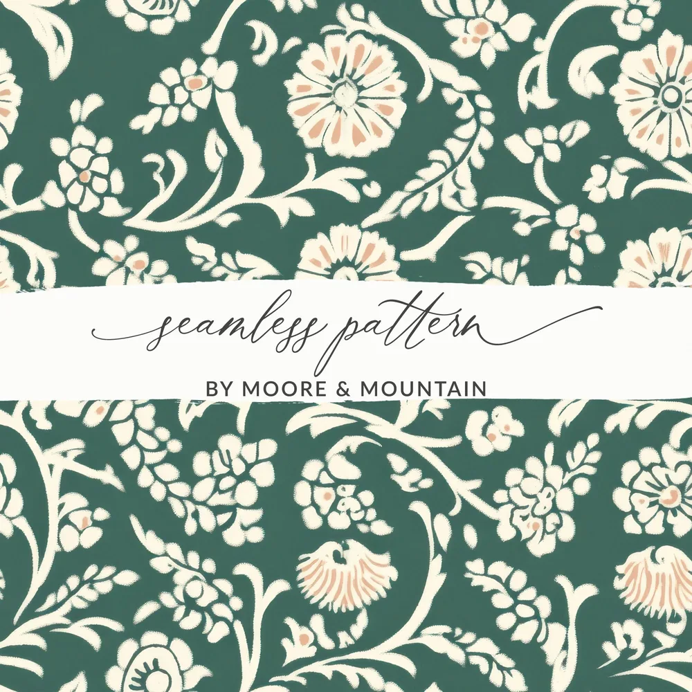 Green Floral Seamless Indian Pattern Design Kalamkari - Moore and Mountain