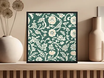 Green Floral Seamless Indian Pattern Design Kalamkari - Moore and Mountain