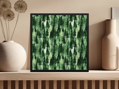 Green Forest Digital Paper, Watercolor Tree Seamless Pattern, Pine Tree Pattern, Forest Pattern, Scrapbook Paper, Fabric Design, Digital - Moore and Mountain