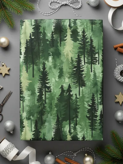 Green Forest Digital Paper, Watercolor Tree Seamless Pattern, Pine Tree Pattern, Forest Pattern, Scrapbook Paper, Fabric Design, Digital - Moore and Mountain