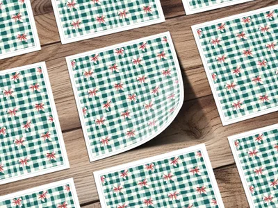 Green Gingham Bows Digital Paper, Seamless Pattern File, Festive Design, Scrapbooking Paper, Fabric Design, Digital Download - Moore and Mountain