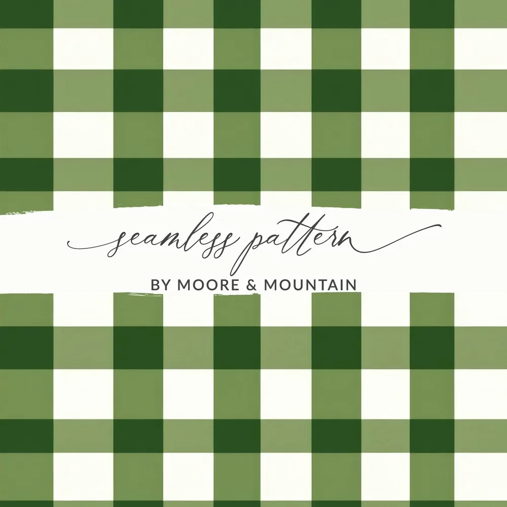 Green Gingham Digital Paper, Plaid Pattern Digital Download, Fabric Texture Seamless Pattern, Buffalo Check Scrapbook Paper, Tartan Digital - Moore and Mountain