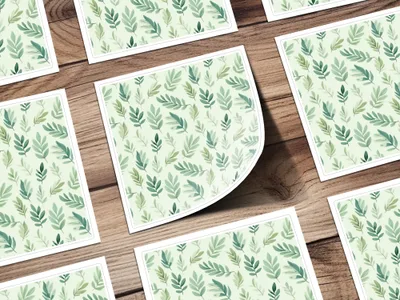 Green and White Leaf Pattern Art Print Elegant