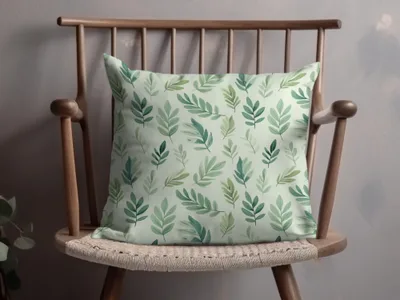 Green Leaf Pattern Decorative Pillow for Home Decor