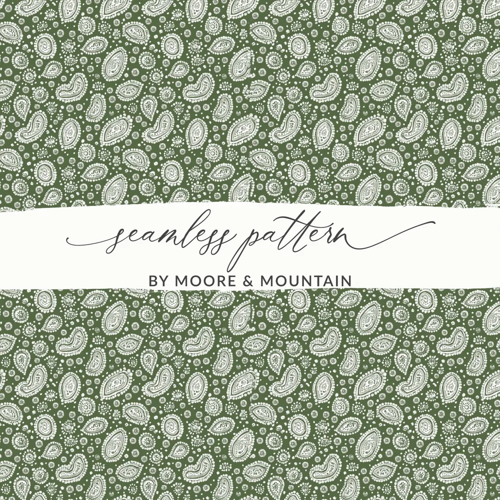 Seamless Green Paisley Pattern by Moore & Mountain Design