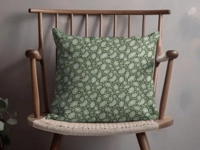 Green Paisley Pattern Decorative Pillow product