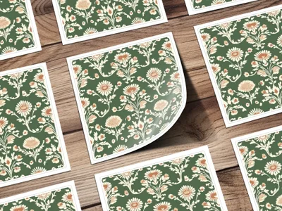 Green Seamless Indian Pattern With Indian Motif Chintz Florals - Moore and Mountain