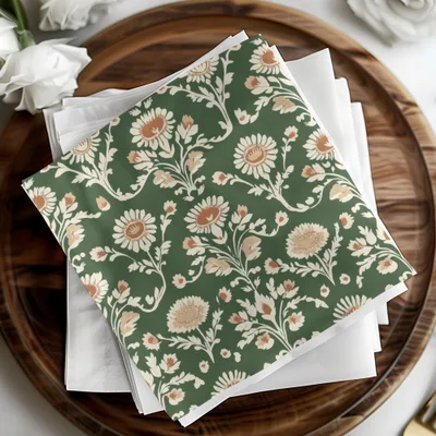 Green Seamless Indian Pattern With Indian Motif Chintz Florals - Moore and Mountain