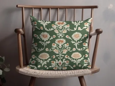 Green Seamless Indian Pattern With Indian Motif Chintz Florals - Moore and Mountain