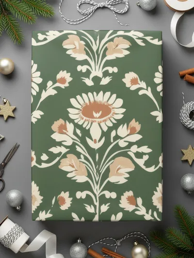 Green Seamless Indian Pattern With Indian Motif Chintz Florals - Moore and Mountain