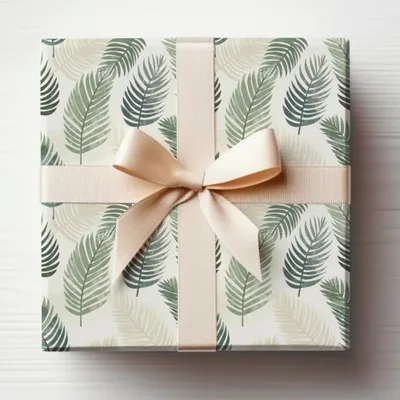 Decorative Gift Box with Tropical Leaf Pattern