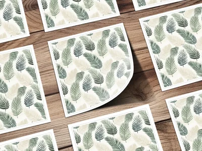 Green and Beige Botanical Leaf Print Sticker Sheets