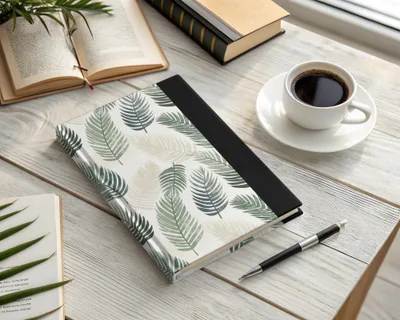 Stylish Botanical Leaf Pattern Hardcover Notebook