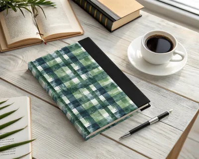 Green and Blue Plaid Hardcover Journal Notebook