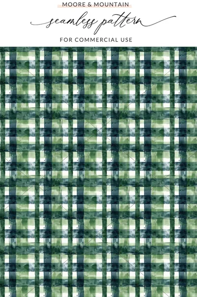 Green and Blue Plaid Seamless Pattern for Commercial Use