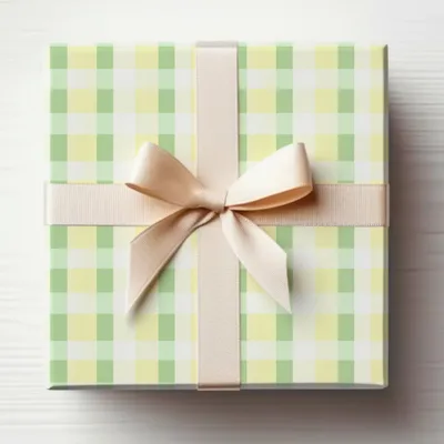 Checked Pattern Gift Box with Bow Decorative Package