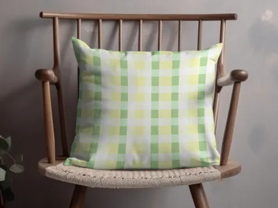 Light Green and White Checkered Pillow for Home Decor