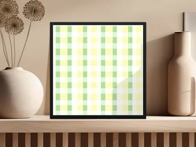 Yellow and Green Checkered Pattern Wall Art Decor