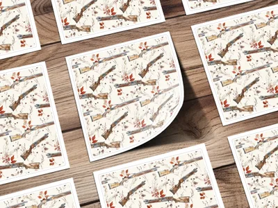 Rustic Hunting Themed Sticker Sheet for Outdoor Enthusiasts