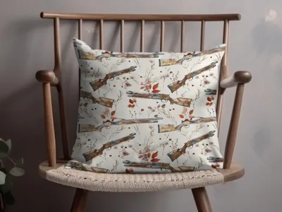 Vintage Rifle Pattern Decor Throw Pillow for Rustic Homes