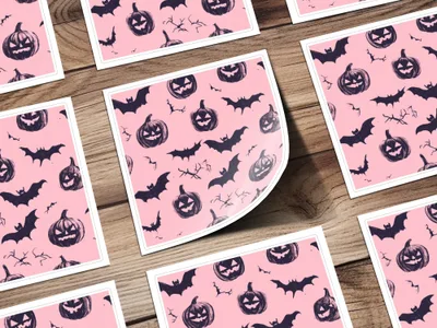 Halloween Digital Paper, Pumpkin Bat Seamless Pattern, Spooky Season Digital Download, October Digital Print, Digital Paper Pack - Moore and Mountain