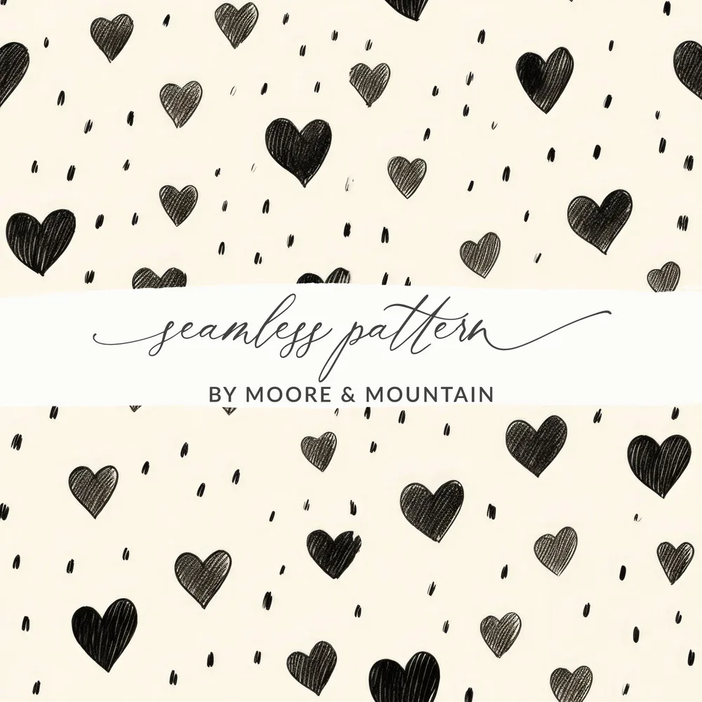 Hand Drawn Hearts Pattern with Small Lines Digital - Moore and Mountain