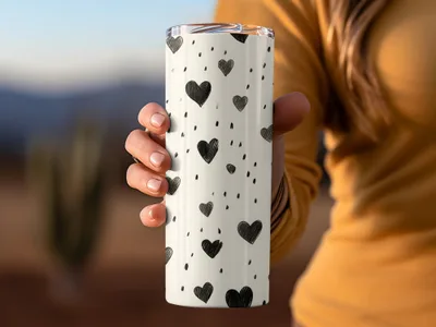 Hand Drawn Hearts Pattern with Small Lines Digital - Moore and Mountain