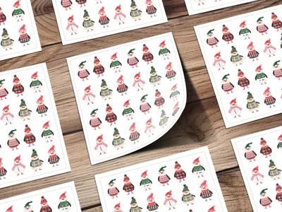 Hand Drawn Penguin Collection with Winter Accessories Digital - Moore and Mountain