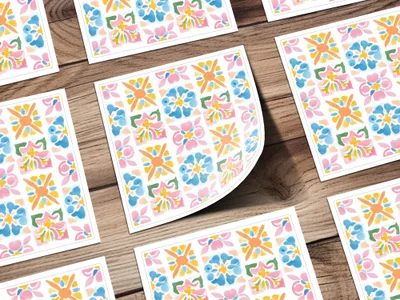 Colorful Watercolor Floral Tile Design Artistic Motif product type
