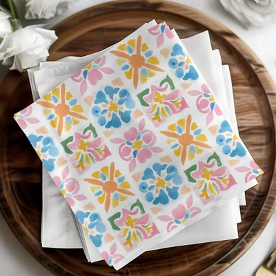 Bright Colorful Abstract Floral Pattern Napkin product type
