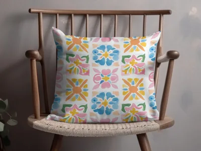 Vibrant Floral Squares Watercolor Design Pillow product type