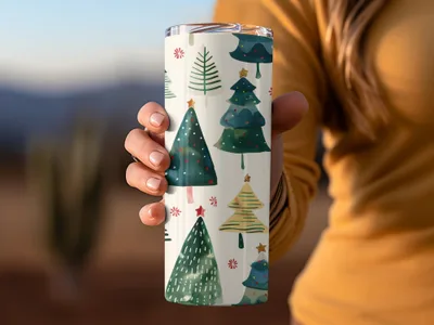 Hand Painted Christmas Trees Pattern Celebration Digital - Moore and Mountain
