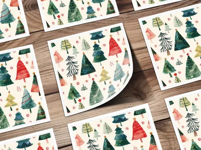 Hand Painted Christmas Trees Pattern Celebration Digital - Moore and Mountain