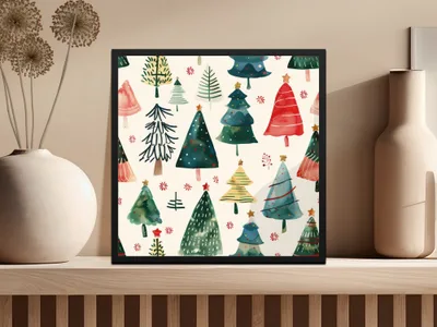 Hand Painted Christmas Trees Pattern Celebration Digital - Moore and Mountain