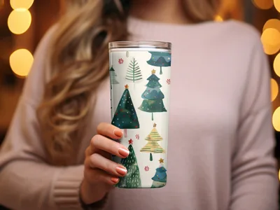 Hand Painted Christmas Trees Pattern Celebration Digital - Moore and Mountain