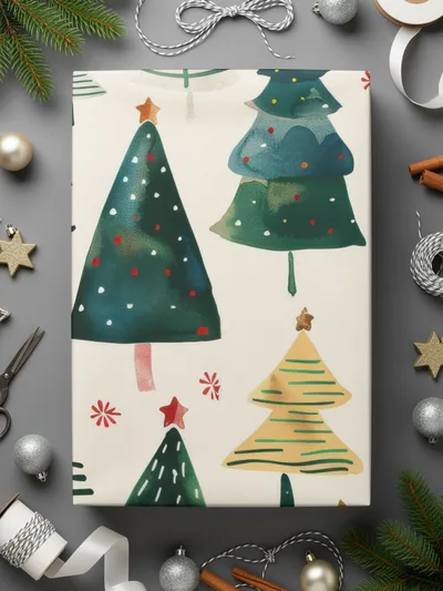 Hand Painted Christmas Trees Pattern Celebration Digital - Moore and Mountain